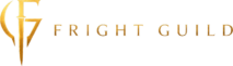 Fright Guild Horizontal logo with gold letters and a transparent background